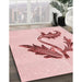 Patterned Light Rose Pink Rug in Family Room, pat925rd