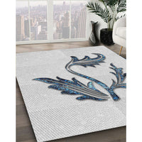 Patterned Silver Gray Novelty Rug, pat925