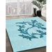 Machine Washable Transitional Electric Blue Rug in a Family Room, wshpat926lblu