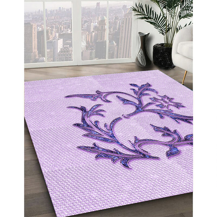Patterned Purple Rug in Family Room, pat926pur