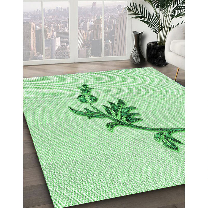 Machine Washable Transitional Mint Green Rug in a Family Room, wshpat927grn