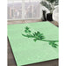 Patterned Mint Green Rug in Family Room, pat927grn