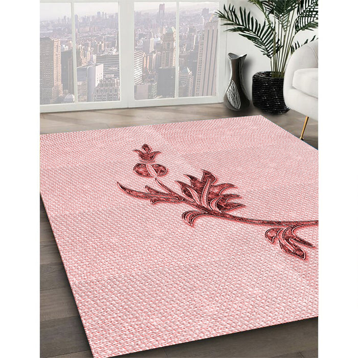 Machine Washable Transitional Pastel Red Pink Rug in a Family Room, wshpat927rd