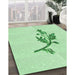 Patterned Mint Green Rug in Family Room, pat928grn