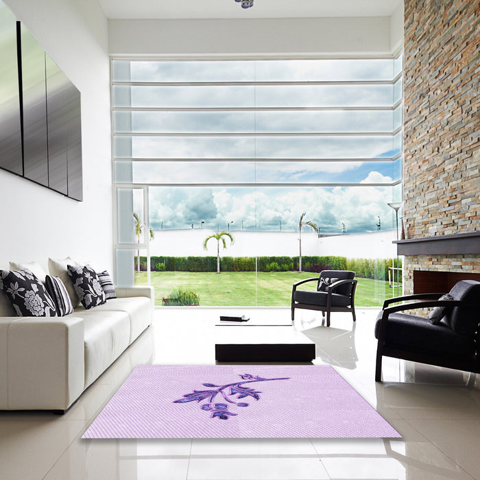 Machine Washable Transitional Bright Lilac Purple Rug in a Kitchen, wshpat928pur