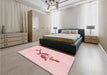 Patterned Pastel Red Pink Rug in a Bedroom, pat928rd