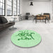 Round Patterned Mint Green Rug in a Office, pat929grn