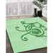 Patterned Mint Green Rug in Family Room, pat929grn
