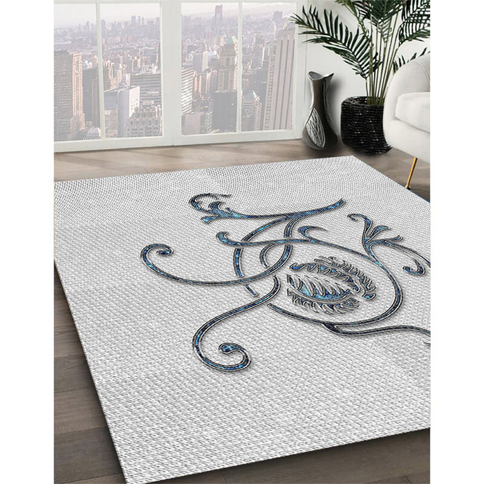 Patterned Off-White Novelty Rug in Family Room, pat929