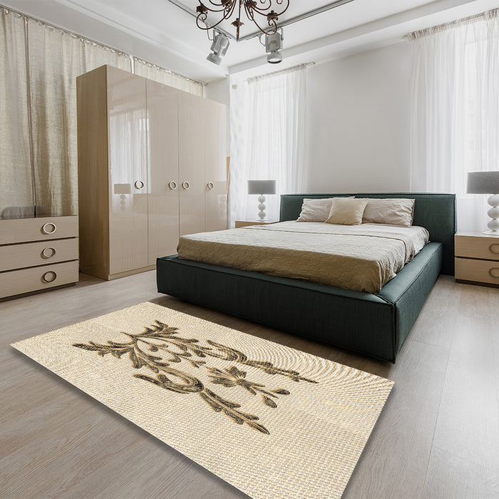 Patterned Peru Brown Rug in a Bedroom, pat930brn