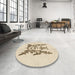 Round Patterned Peru Brown Rug in a Office, pat930brn