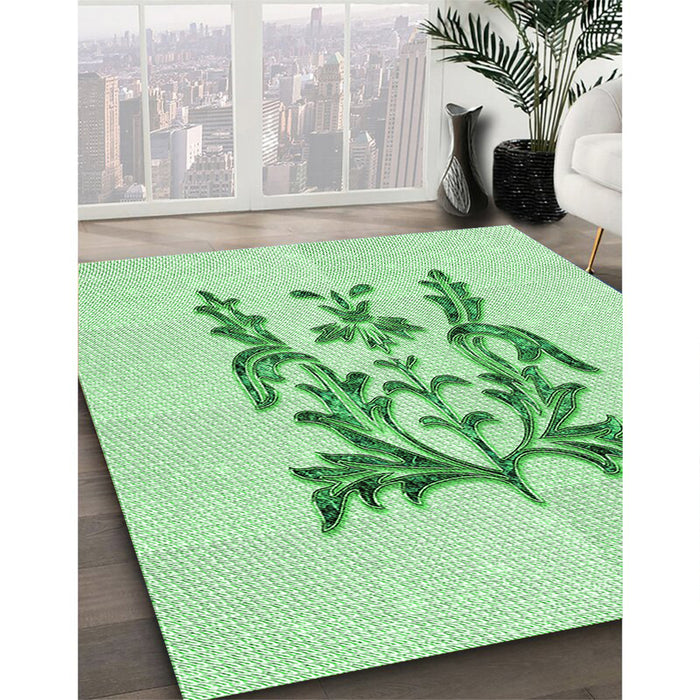 Patterned Mint Green Rug in Family Room, pat930grn