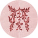 Square Patterned Light Rose Pink Rug, pat930rd