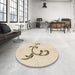 Round Patterned Moccasin Beige Rug in a Office, pat931brn