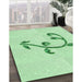 Machine Washable Transitional Mint Green Rug in a Family Room, wshpat931grn