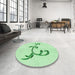 Round Patterned Mint Green Rug in a Office, pat931grn