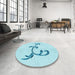 Round Patterned Diamond Blue Rug in a Office, pat931lblu