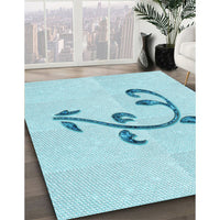 Patterned Diamond Blue Rug, pat931lblu