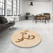 Round Patterned Moccasin Beige Rug in a Office, pat931org