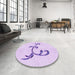 Round Patterned Bright Lilac Purple Rug in a Office, pat931pur