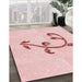 Patterned Pastel Red Pink Rug in Family Room, pat931rd