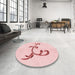 Round Patterned Pastel Red Pink Rug in a Office, pat931rd