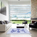 Square Patterned Lavender Blue Rug in a Living Room, pat932blu