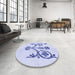 Round Patterned Lavender Blue Rug in a Office, pat932blu