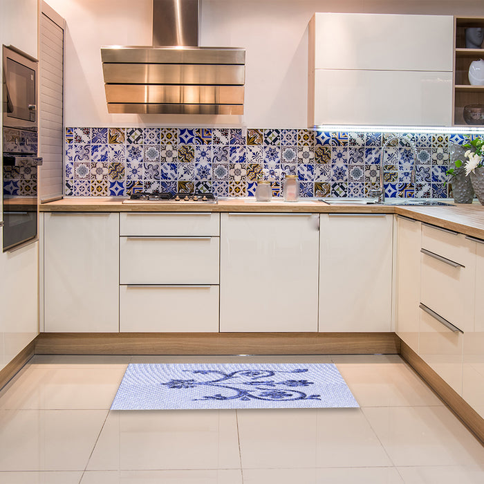 Patterned Lavender Blue Rug in a Kitchen, pat932blu