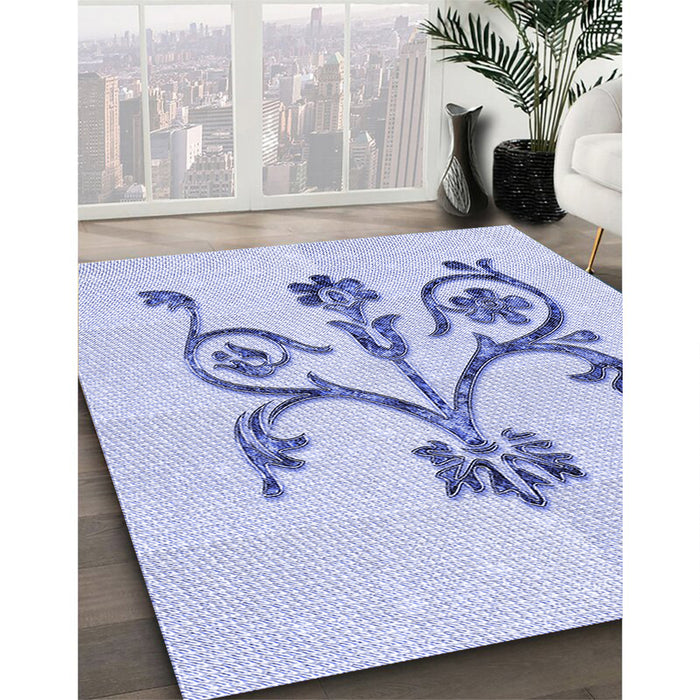Machine Washable Transitional Lavender Blue Rug in a Family Room, wshpat932blu