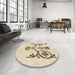 Round Patterned Peru Brown Rug in a Office, pat932brn