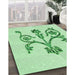 Machine Washable Transitional Mint Green Rug in a Family Room, wshpat932grn