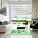 Machine Washable Transitional Mint Green Rug in a Kitchen, wshpat932grn