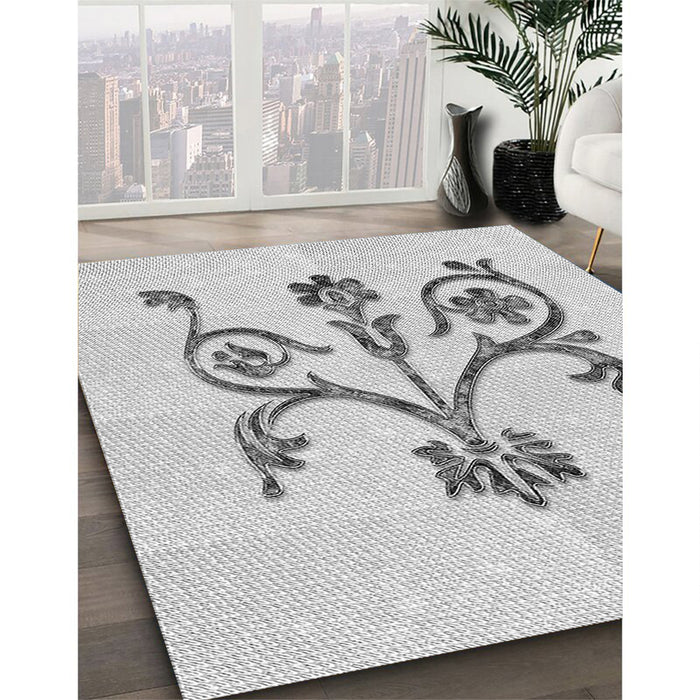 Patterned Platinum Gray Rug in Family Room, pat932gry
