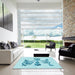 Square Patterned Electric Blue Rug in a Living Room, pat932lblu