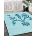 Machine Washable Transitional Electric Blue Rug in a Family Room, wshpat932lblu