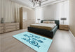 Patterned Electric Blue Rug in a Bedroom, pat932lblu