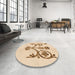 Round Patterned Bronze Brown Rug in a Office, pat932org