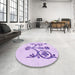 Round Patterned Purple Rug in a Office, pat932pur