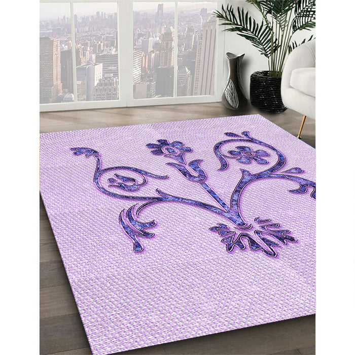 Patterned Purple Rug in Family Room, pat932pur