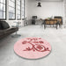 Round Patterned Light Rose Pink Rug in a Office, pat932rd