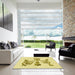 Square Patterned Sun Yellow Rug in a Living Room, pat932yw