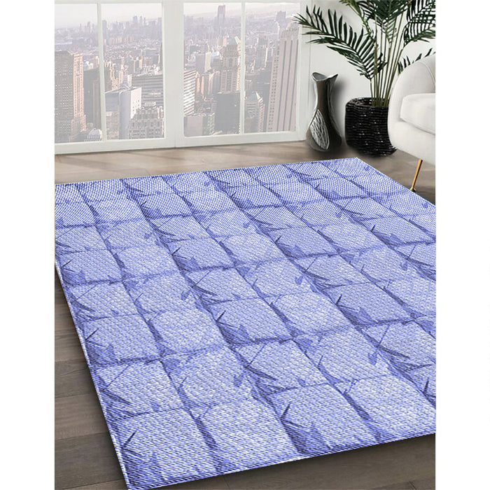 Patterned Light Slate Blue Rug in Family Room, pat933blu