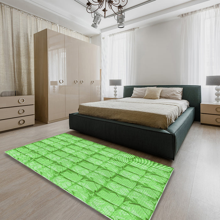 Patterned Emerald Green Rug in a Bedroom, pat933grn