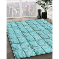 Patterned Macaw Blue Green Rug, pat933lblu