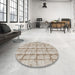 Round Patterned Dark Almond Brown Novelty Rug in a Office, pat933