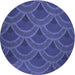 Square Patterned Dark Slate Blue Purple Rug, pat934blu