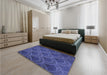 Patterned Dark Slate Blue Purple Rug in a Bedroom, pat934blu