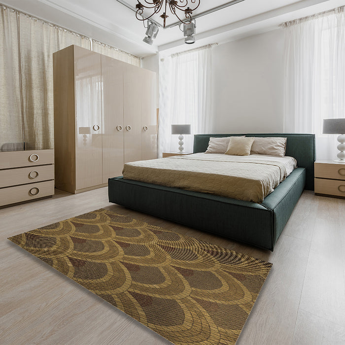 Patterned Light Brown Rug in a Bedroom, pat934brn