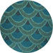 Square Patterned Medium Teal Green Rug, pat934lblu